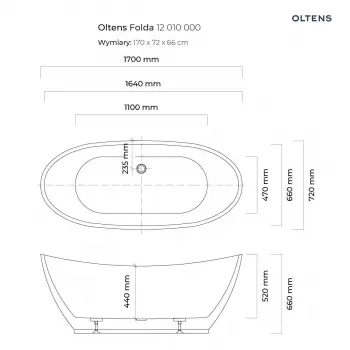 Oltens Folda wanna wolnostojąca 170x72cm - 12010000 + RABAT 6% Z KODEM OLT6
