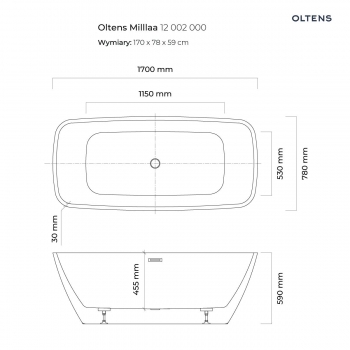 Oltens Millaa wanna wolnostojąca 170x78cm owalna - 12002000 + RABAT 6% Z KODEM OLT6