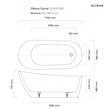 Oltens Gocta wanna wolnostojąca 170x78cm - 12003000 + RABAT 6% Z KODEM OLT6