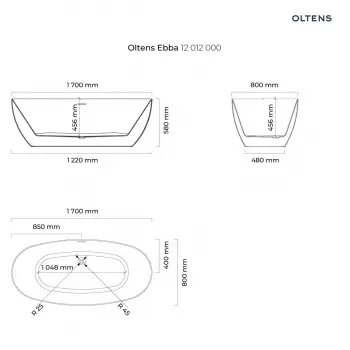 Oltens Ebba wanna wolnostojąca 170x80cm - 12012000 + RABAT 6% Z KODEM OLT6