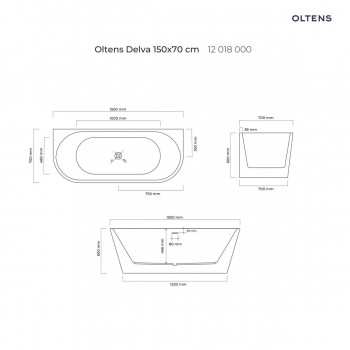 Oltens Delva wanna wolnostojąca przyścienna 150x70cm - 12018000 + RABAT 6% Z KODEM OLT6