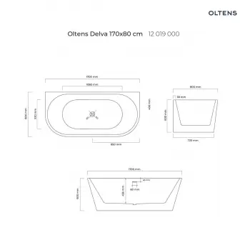 Oltens Delva wanna wolnostojąca przyścienna 170x80cm - 12019000 + RABAT 6% Z KODEM OLT6