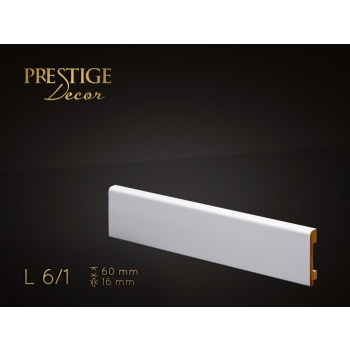 Listwa przypodłogowa MDF Prestige Decor L 6/1 - 16mm - biała - RAL 9003/RAL 9016 - ZAPYTAJ O RABAT