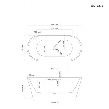 Oltens Yrsa wanna wolnostojąca 150x75cm owalna - 12022000 + RABAT 6% Z KODEM OLT6