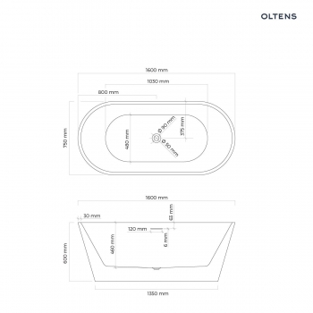 Oltens Yrsa wanna wolnostojąca 160x75cm owalna - 12023000 + RABAT 6% Z KODEM OLT6