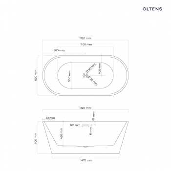 Oltens Yrsa wanna wolnostojąca 172x82cm owalna - 12024000 + RABAT 6% Z KODEM OLT6