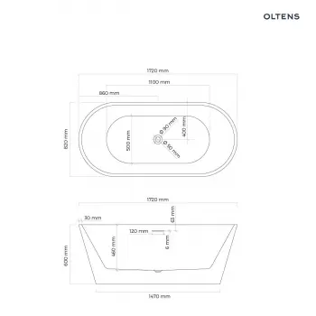 Oltens Yrsa wanna wolnostojąca 172x82cm owalna - 12024000 + RABAT 6% Z KODEM OLT6
